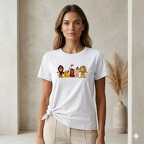 Camiseta Feminina 100% Algodão Premium Estampa Leão T-Shirt Macia Casual Camiseta Feminina 100% Algodão Premium Estampa Leão T-Shirt Macia Casual