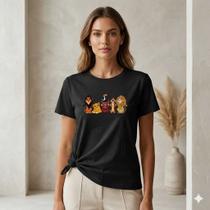 Camiseta Feminina 100% Algodão Premium Estampa Leão T-Shirt Macia Casual Camiseta Feminina 100% Algodão Premium Estampa Leão T-Shirt Macia Casual