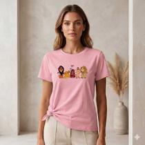 Camiseta Feminina 100% Algodão Premium Estampa Leão T-Shirt Macia Casual - Style Moda