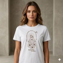 Camiseta Feminina 100% Algodão Premium Estampa Nossa Senhora T-Shirt Macia Casual Camiseta Feminina 100% Algodão Premium Estampa Nossa Senhora T-Shirt Macia Casual