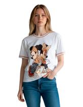 Camiseta Feminina 100% Soft Gola Redonda Estampa Fofa Strass