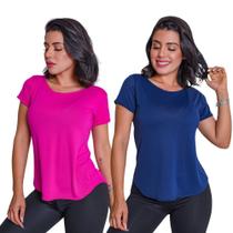 Camiseta feminina academia fitness treino dry Kit 2