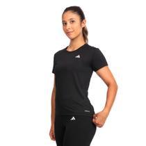Camiseta Feminina Adidas Own The Run 3 Listras Preto/Branco