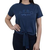 Camiseta Feminina Aeropostale MC Cropped Silkada Azul Marinho - 9890174