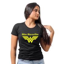 Camiseta Feminina Algodão Baby Look Estampa Mãe Maravilha presente dia das Mães Camiseta Feminina Algodão Baby Look Estampa Mãe Maravilha presente dia das Mães