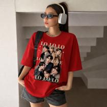 Camiseta Feminina Algodão Bts Lo Lo Lo Love Music Kpop Koreana Show 2026 Camisa Básica Algodão Unissex
