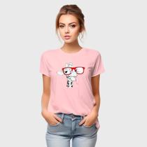 Camiseta Feminina Algodão Estampa Girafa Casual