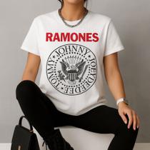 Camiseta Feminina Algodão Estampa Ramones 619 Banda Rock Festival Show Ootd Outfit