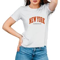 Camiseta Feminina Algodão Estampada NY Casual