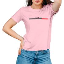 Camiseta Feminina Algodão Estampada Paris Casual