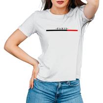 Camiseta Feminina Algodão Estampada Paris Casual