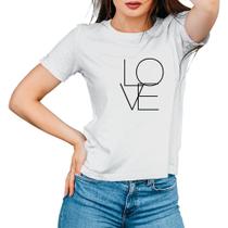 Camiseta Feminina Algodão Gola Careca Estampa Love Casual