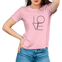 Camiseta Feminina Algodão Gola Careca Estampa Love Casual