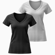 Camiseta Feminina Algodão Gola V Manga Curta 02 Unidades Camiseta Feminina Algodão Gola V Manga Curta 02 Unidades