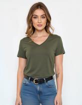 Camiseta Feminina Algodão Gola V Manga Curta Camiseta Feminina Algodão Gola V Manga Curta