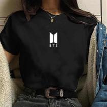 Camiseta feminina algodao kpop bts preto Camiseta feminina algodao kpop bts preto