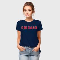 Camiseta Feminina Algodão Manga Curta Estampa Chicago Casual