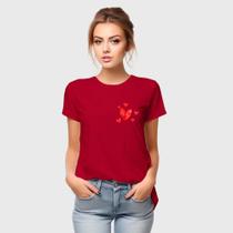 Camiseta Feminina Algodão Manga Curta Estampa Coração Casual