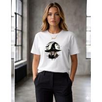 Camiseta Feminina Algodão Premium Estampa Bruxinha T-Shirt Macia Casual