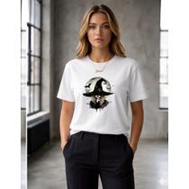 Camiseta Feminina Algodão Premium Estampa Bruxinha T-Shirt Macia Casual