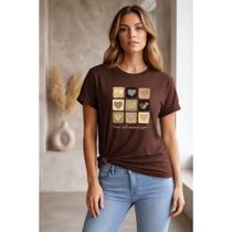 Camiseta Feminina Algodão Premium Estampa Coração T-Shirt Macia Casual