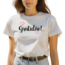 Camiseta Feminina Algodão T-shirt Plus Size Gratidão Coração GuGi