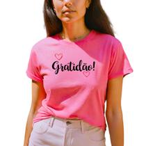Camiseta Feminina Algodão T-shirt Plus Size Gratidão Coração GuGi