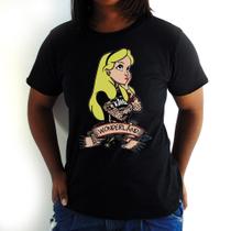 Camiseta Feminina Alice Tatuada Preta - Hipsters