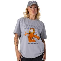 Camiseta Feminina Alongada em Algodão TShirt Manga Curta com Estampa de Personagem