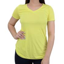 Camiseta Feminina Alto Giro Skin Fit Gola V Amarela - 23317