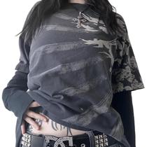 Camiseta feminina Amiblvowa Y2K Grunge Emo Aesthetics de manga comprida Camiseta feminina Amiblvowa Y2K Grunge Emo Aesthetics de manga comprida