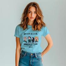 Camiseta Feminina Anime DemonSlayer Estilosa Blusinha Manga Cuta 100 Algodão Desenho Fofo