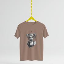 Camiseta Feminina Arlequina Estampa Arte Dark Alternativa Algodão Premium Casual Maria Corina