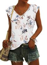 Camiseta feminina AUSELILY, manga curta, casual, solta, decote em V