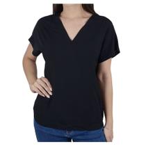 Camiseta Feminina Averzzy Gola V Preta - 6752