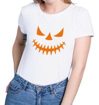 Camiseta Feminina Baby Look Abóbora Rosto Halloween Novidade!