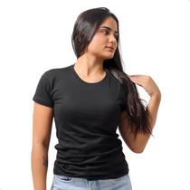 Camiseta Feminina Baby Look Básica Algodão Macia Lisa
