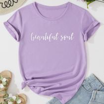 Camiseta Feminina Baby Look Beatiful Soul algodão Fio 30.1 penteado