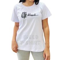 camiseta Feminina Baby Look Blessed algodão Gola rodonda