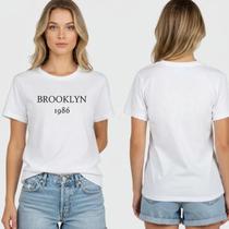 Camiseta Feminina Baby Look Brooklyn 1986 algodão Gola Redonda, Manga Curta, Toque Macio, respirável Dia a Dia Camiseta Feminina Baby Look Brooklyn 1986 algodão Gola Redonda, Manga Curta, Toque Macio, respirável Dia a Dia