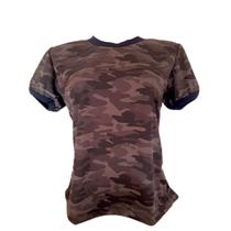 Camiseta Feminina Baby Look Camuflado Floresta