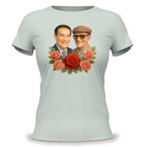 Camiseta Feminina Baby Look com Estampa Divaldo Franco e Chico Xavier 100 Algodão Fio 30.1 Espiritismo Espírita Allan Kardec Espiritual Médium Conexão