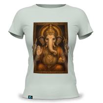 Camiseta Feminina Baby Look com Estampa O Próspero Ganesha 100 Algodão Fio 30.1 Deus Hindu Hinduísmo Om Shiva Krishna Vishnu Aum Indiano Prosperidade