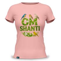 Camiseta Feminina Baby Look com Estampa Om Shanti 100 Algodão Fio 30.1 Paz Ohm Aum Meditação Yoga Oriental Zen Mantra Buda Budismo Hinduísmo Paz Luz