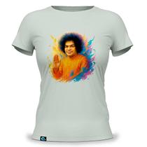Camiseta Feminina Baby Look com Estampa Sathya Sai Baba 100 Algodão Fio 30.1 Líder Indiano Guru Indian Mestre Yoga Meditação Oriental Zen Gurudeva