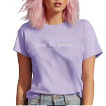 Camiseta Feminina baby look Confie no Processo algodão Fio 30.1 penteado