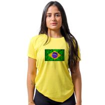 Camiseta Feminina Baby Look Dry Fit Academia estampa Bandeira Brasil