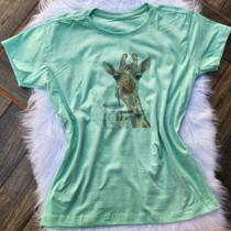 Camiseta Feminina Baby Look Estampa Girafa Blusinha T-shirt