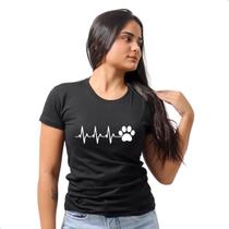 Camiseta Feminina Baby Look Estampada Pata de Cachorro Batimento Mãe de Pet