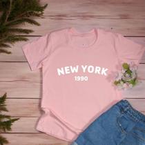 Camiseta feminina Baby Look New York 1990 Agodão Fio 30.1